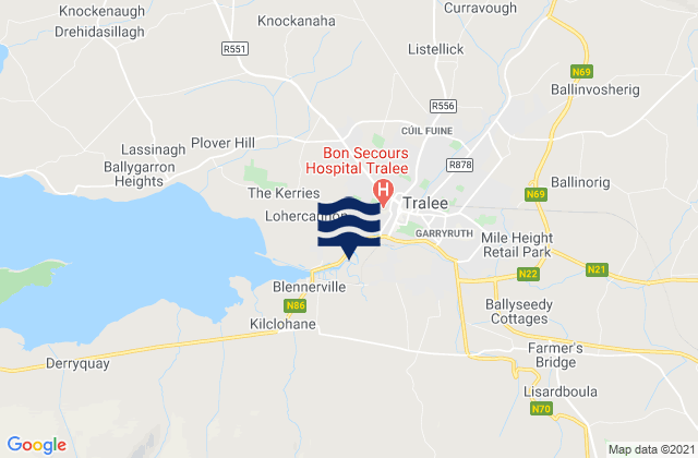 Mappa delle maree di Tralee, Ireland