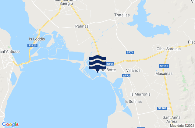 Mappa delle maree di Tratalias, Italy