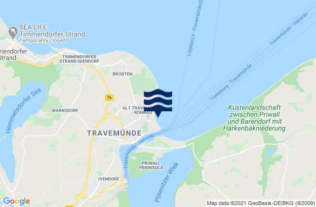 Mappa delle maree di Travemunde, Denmark