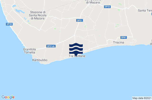 Mappa delle maree di Tre Fontane, Italy
