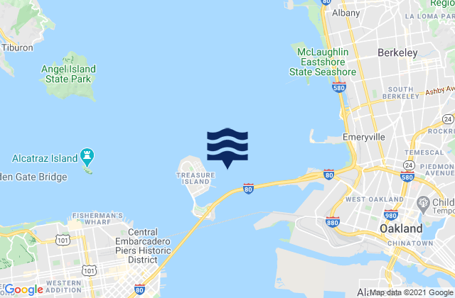Mappa delle maree di Treasure Island 0.3 mile east of, United States