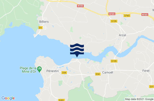 Mappa delle maree di Trehiguier, France