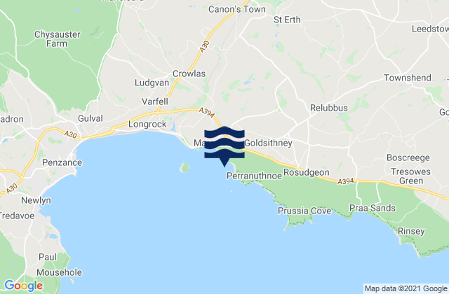 Mappa delle maree di Trenow Cove Beach, United Kingdom
