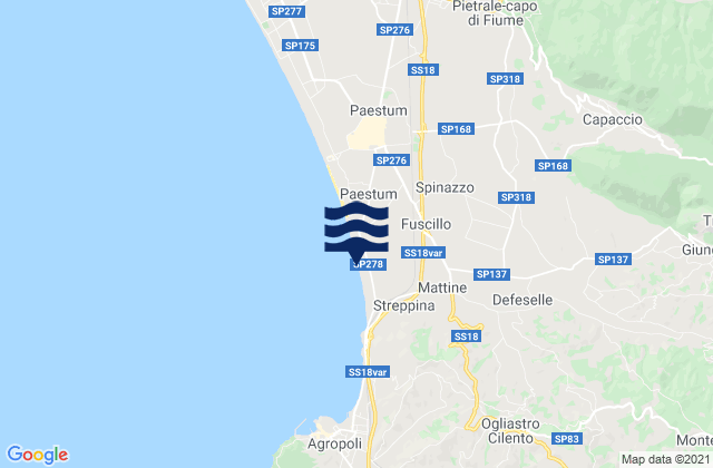 Mappa delle maree di Trentinara, Italy