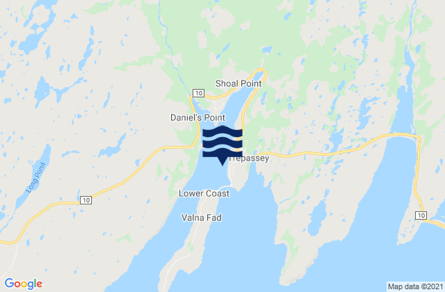 Mappa delle maree di Trepassey, Canada