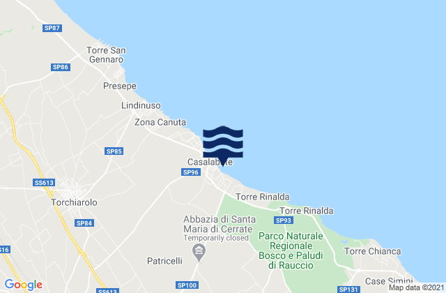 Mappa delle maree di Trepuzzi, Italy