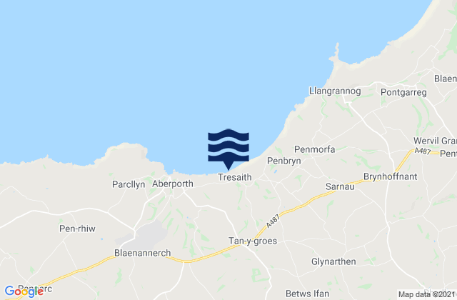 Mappa delle maree di Tresaith Beach, United Kingdom