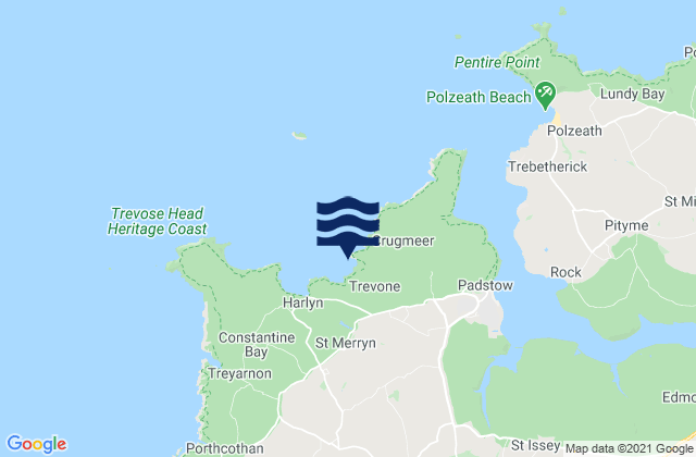 Mappa delle maree di Trevone Bay, United Kingdom