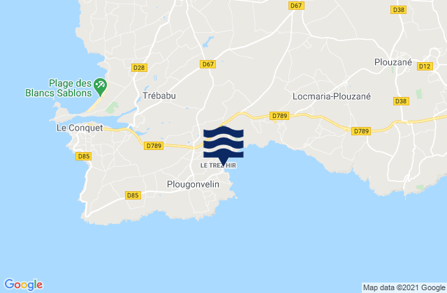 Mappa delle maree di Trez Hir, France