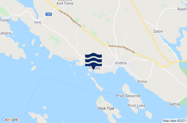 Mappa delle maree di Tribunj, Croatia