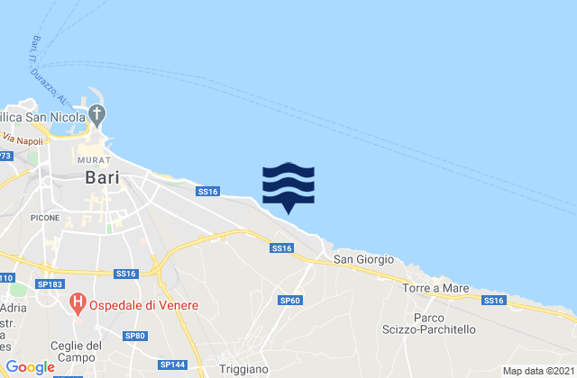 Mappa delle maree di Triggiano, Italy