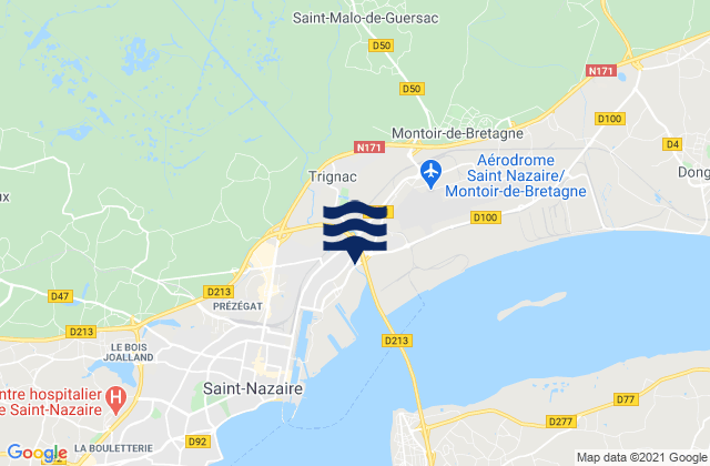 Mappa delle maree di Trignac, France