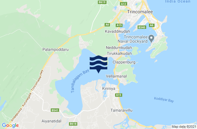 Mappa delle maree di Trincomalee District, Sri Lanka