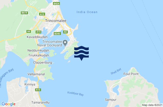 Mappa delle maree di Trincomalee Harbour, Sri Lanka