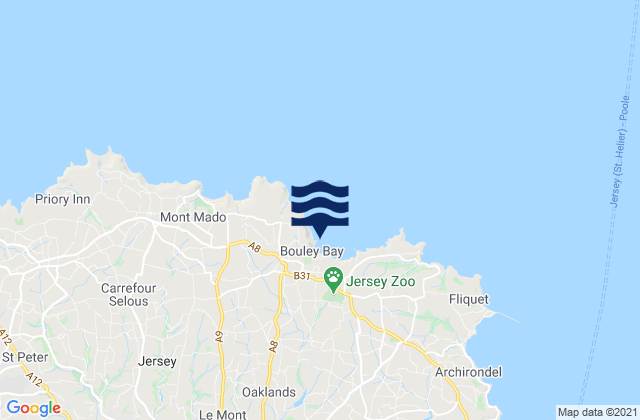 Mappa delle maree di Trinity, Jersey