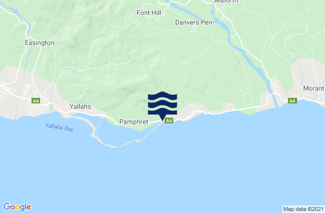 Mappa delle maree di Trinity Ville, Jamaica