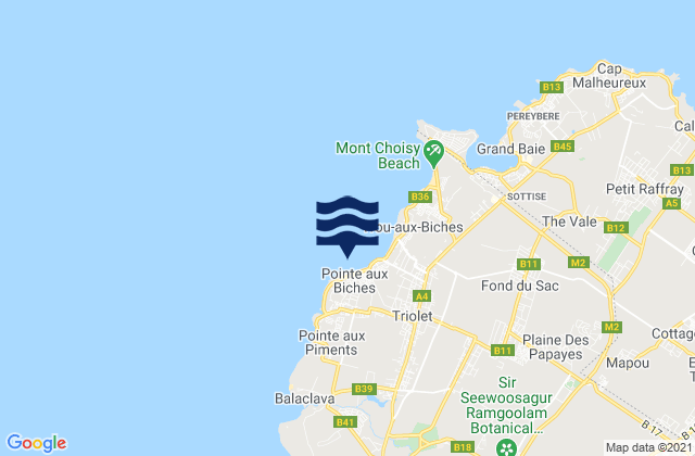 Mappa delle maree di Triolet, Mauritius