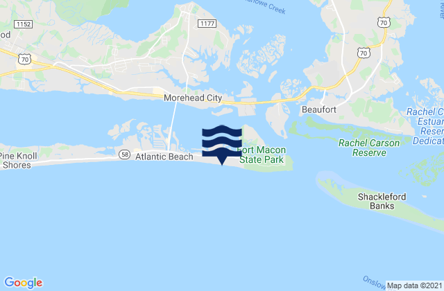 Mappa delle maree di Triple Ess Marina (Bogue Sd.), United States