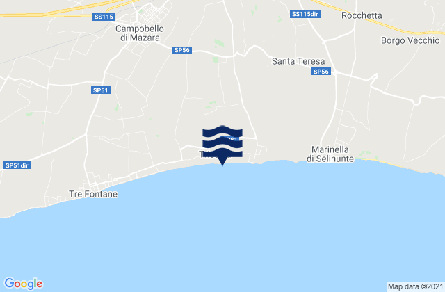 Mappa delle maree di Triscina, Italy