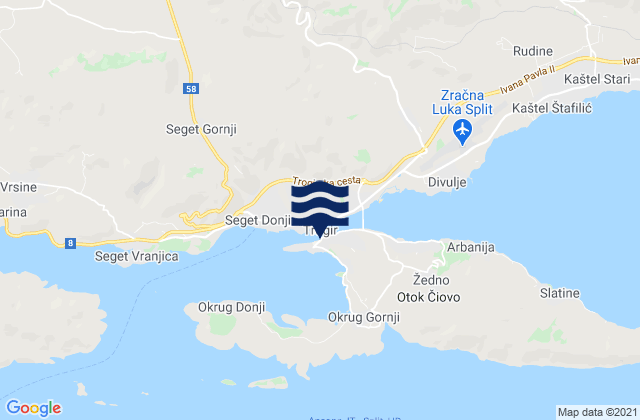 Mappa delle maree di Trogir, Croatia