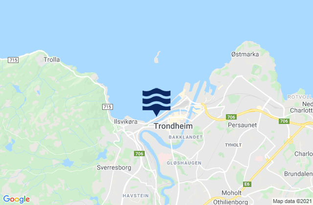 Mappa delle maree di Trondheim Havn, Norway