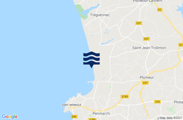 Mappa delle maree di Tronoen, France