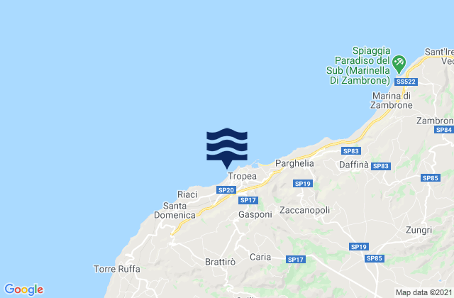 Mappa delle maree di Tropea, Italy