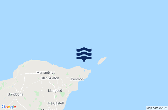 Mappa delle maree di Trwyn Dinmor, United Kingdom