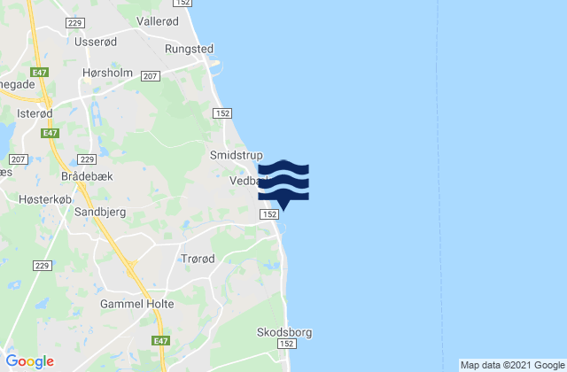 Mappa delle maree di Trørød, Denmark