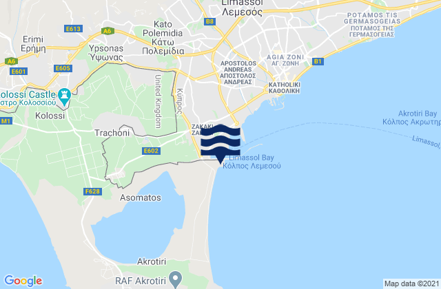 Mappa delle maree di Tserkézoi, Cyprus
