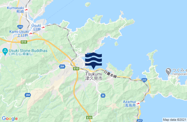 Mappa delle maree di Tsukumi-shi, Japan