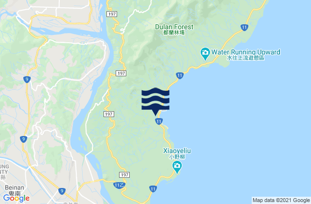 Mappa delle maree di Tu-lan Wan, Taiwan