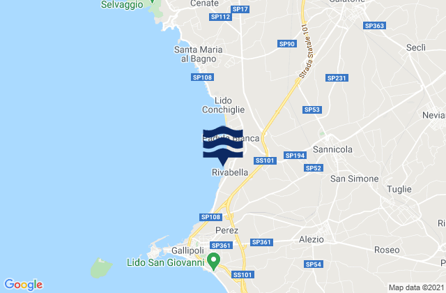 Mappa delle maree di Tuglie, Italy