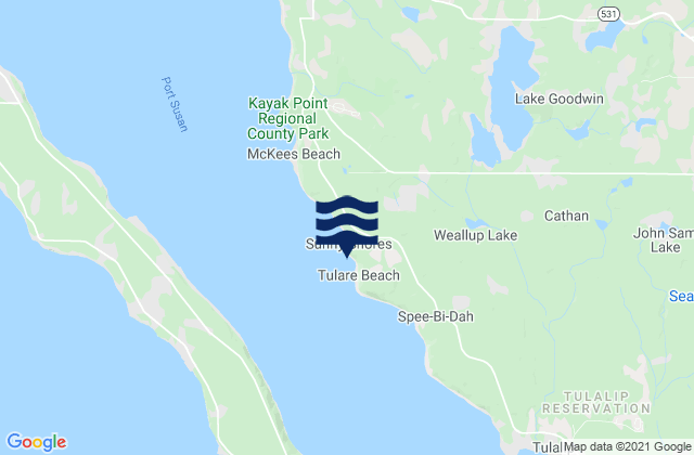 Mappa delle maree di Tulare Beach Port Susan, United States