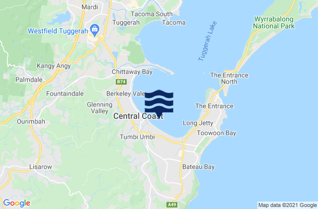Mappa delle maree di Tumbi Vmbi, Australia