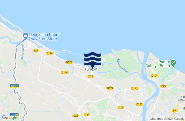 Mappa delle maree di Tumpat, Malaysia