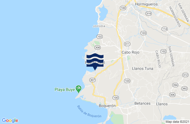 Mappa delle maree di Tuna Barrio, Puerto Rico
