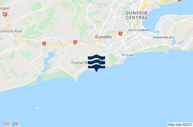 Mappa delle maree di Tunnel Beach, New Zealand