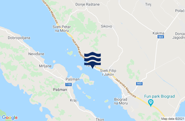 Mappa delle maree di Turanj, Croatia