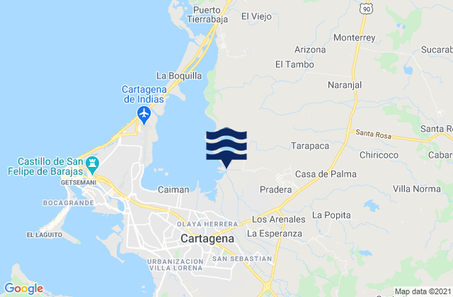 Mappa delle maree di Turbaco, Colombia