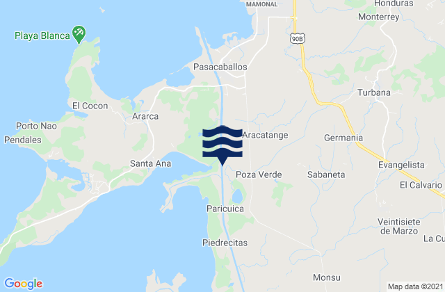 Mappa delle maree di Turbaná, Colombia