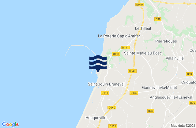 Mappa delle maree di Turretot, France