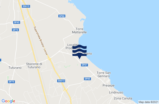 Mappa delle maree di Tuturano, Italy