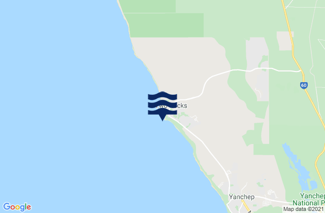 Mappa delle maree di Two Rocks, Australia
