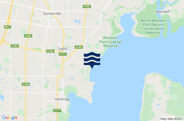 Mappa delle maree di Tyabb, Australia