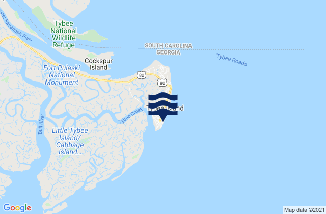 Mappa delle maree di Tybee South End Sand Bar, United States