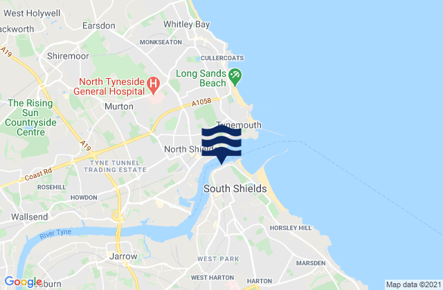 Mappa delle maree di Tyne River Entrance, United Kingdom