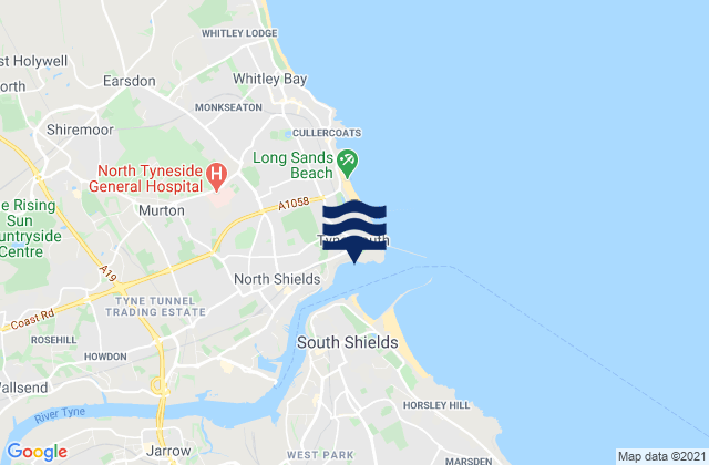 Mappa delle maree di Tynemouth, United Kingdom