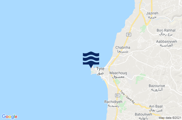 Mappa delle maree di Tyre, Lebanon