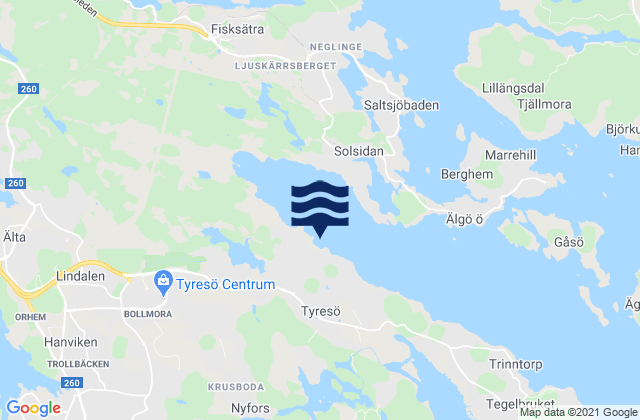 Mappa delle maree di Tyresö Kommun, Sweden